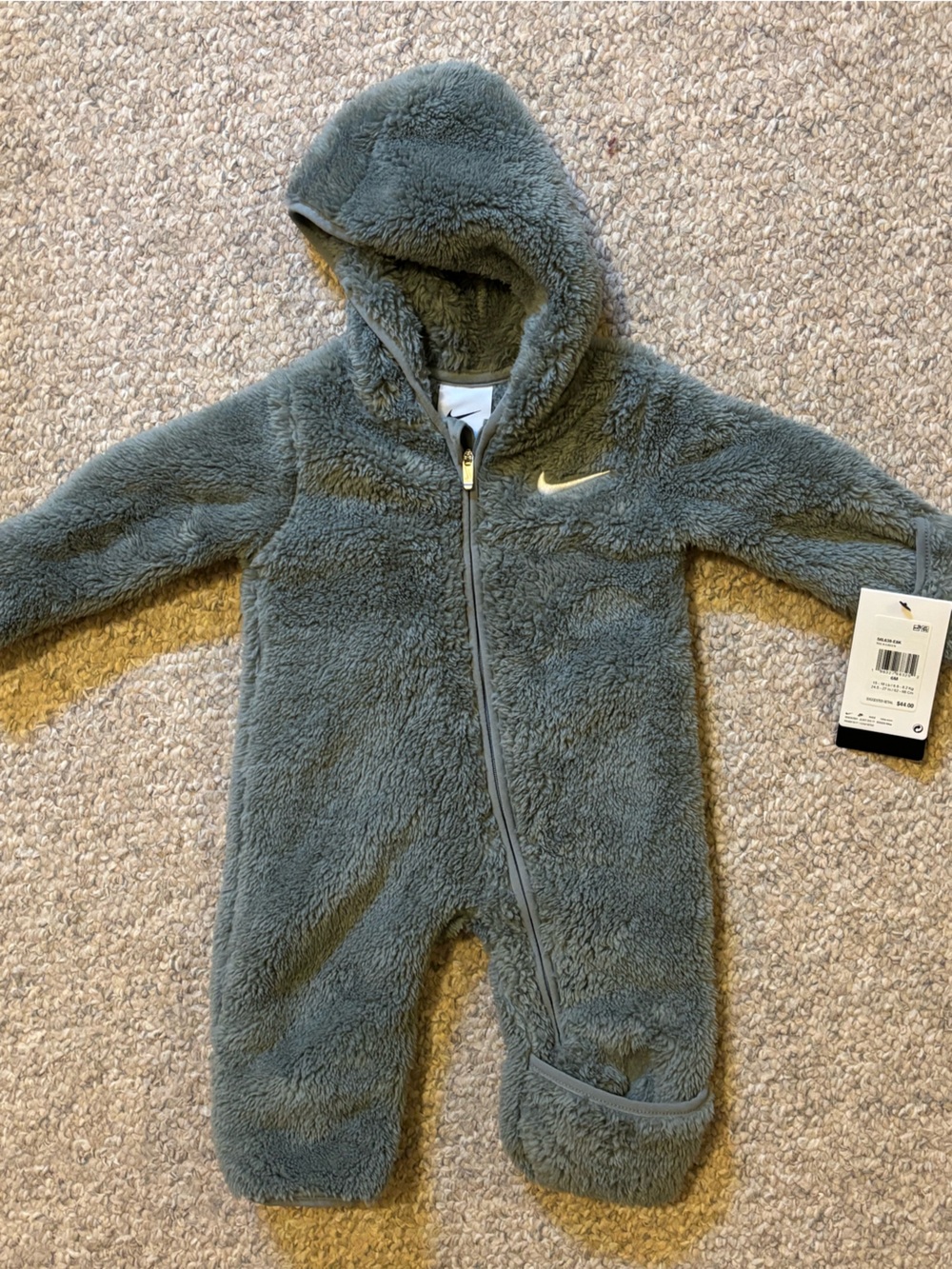 Nike Kids Olive Green Sherpa Hooded One-Piece Jacket